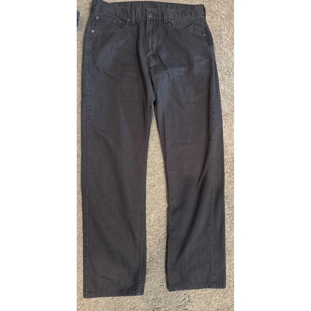 Levis 505 Jeans Mens 36x32 Black Regular Fit Straight Leg Denim Dark Wash 2 Pair